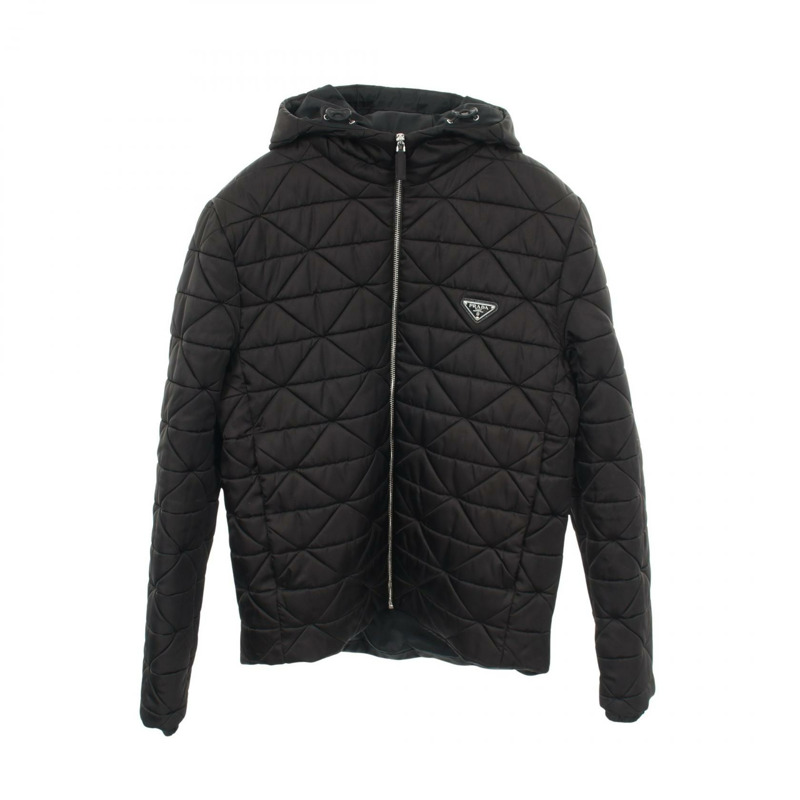 PRADA RE-NYLON 黑色尼龍夾克，尺寸 46，二手男款-0