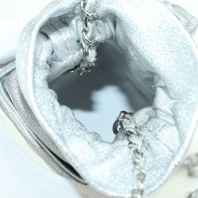 【日本直送】香奈兒 (CHANEL) 絎縫鏈條肩包，羊皮材質，銀色/金色雙C標誌，正品 YKZ1332SAM-8