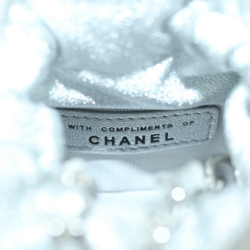 【日本直送】香奈兒 (CHANEL) 絎縫鏈條肩包，羊皮材質，銀色/金色雙C標誌，正品 YKZ1332SAM-20