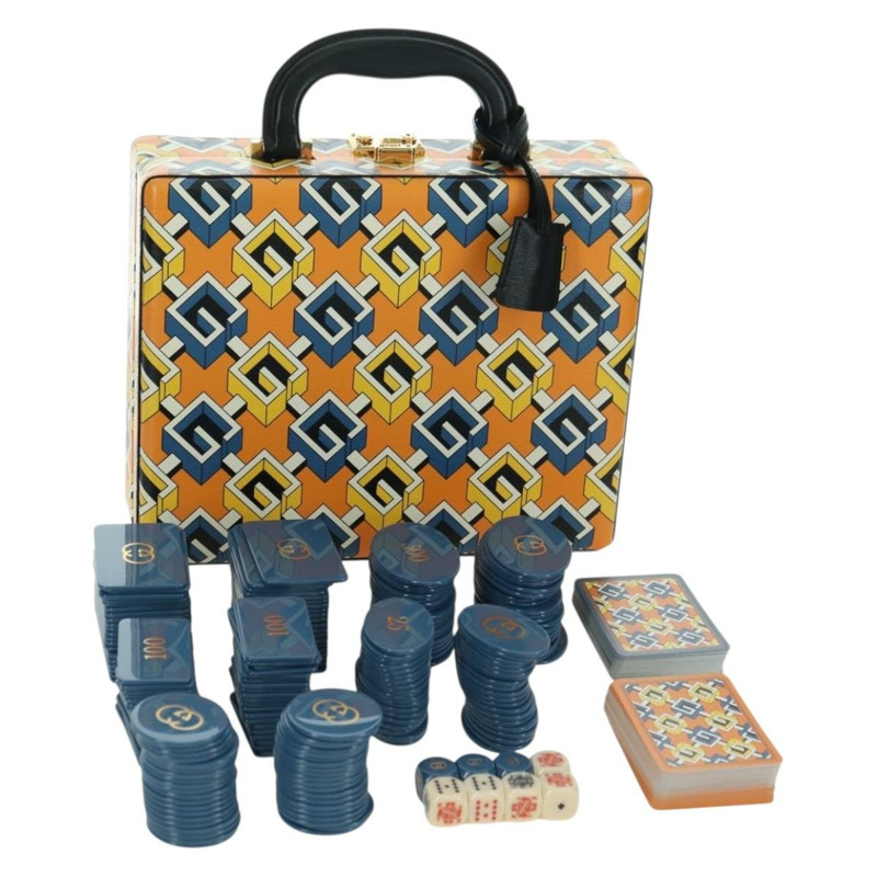 【日本直送】GUCCI 幾何 G 撲克套裝手提包 皮革 黃金色 662474 正品 YKZ1541SAM-0