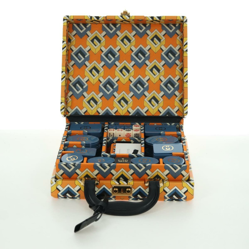 【日本直送】GUCCI 幾何 G 撲克套裝手提包 皮革 黃金色 662474 正品 YKZ1541SAM-31