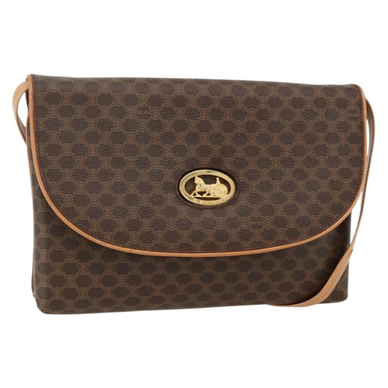 【日本直送】CELINE Macadam帆布馬車包 PVC皮革 棕色 金色 正品 175596A-0