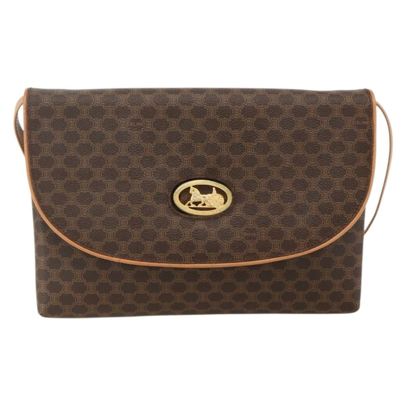 【日本直送】CELINE Macadam帆布馬車包 PVC皮革 棕色 金色 正品 175596A-12