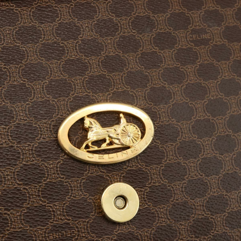 【日本直送】CELINE Macadam帆布馬車包 PVC皮革 棕色 金色 正品 175596A-16