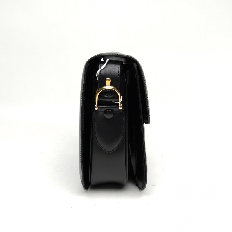 CELINE 黑色牛皮金扣中古馬車扣單肩包肩背包-3