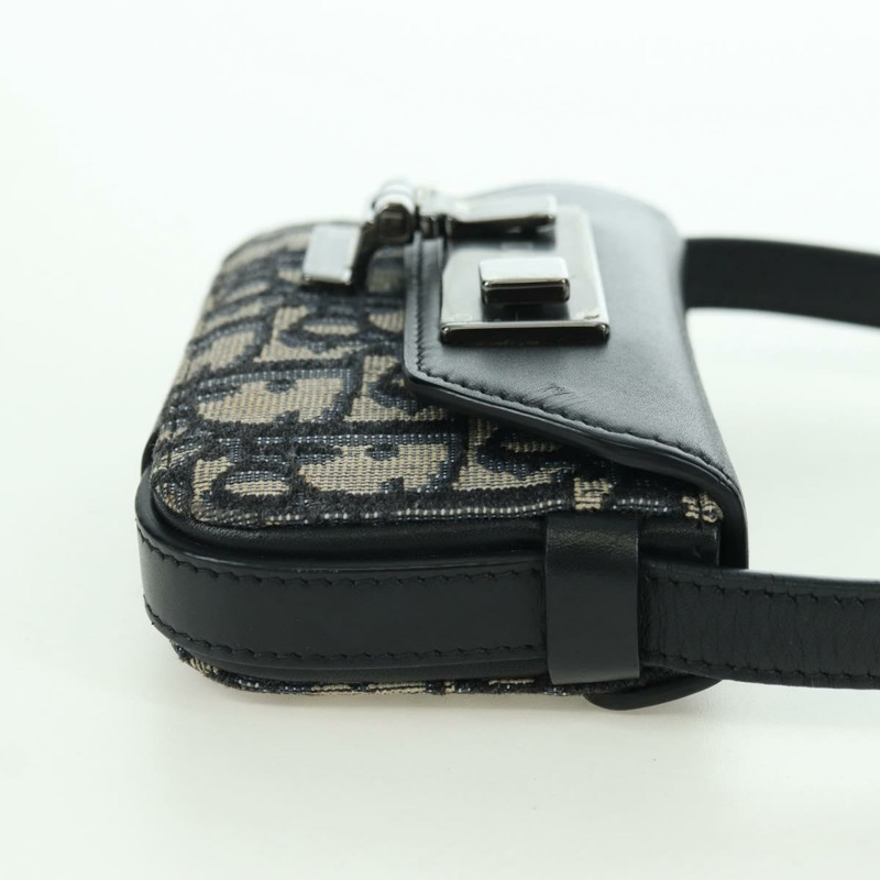 【日本直送】Christian Dior Trotter帆布Dior Lock肩背包，海軍藍/銀色，正品，貨號175822M-3