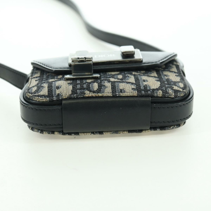 【日本直送】Christian Dior Trotter帆布Dior Lock肩背包，海軍藍/銀色，正品，貨號175822M-4