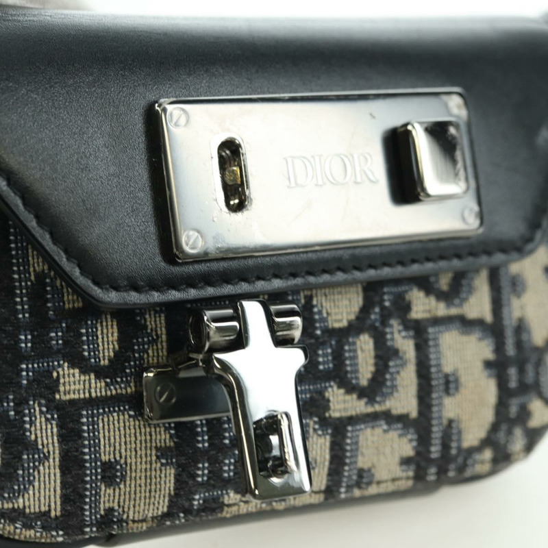 【日本直送】Christian Dior Trotter帆布Dior Lock肩背包，海軍藍/銀色，正品，貨號175822M-8