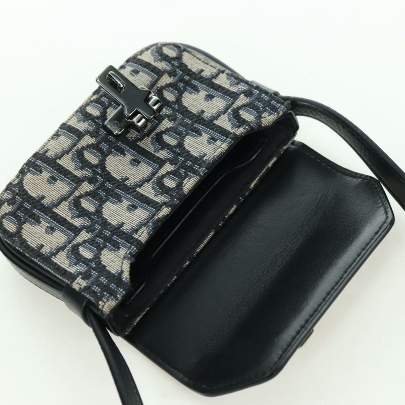【日本直送】Christian Dior Trotter帆布Dior Lock肩背包，海軍藍/銀色，正品，貨號175822M-9