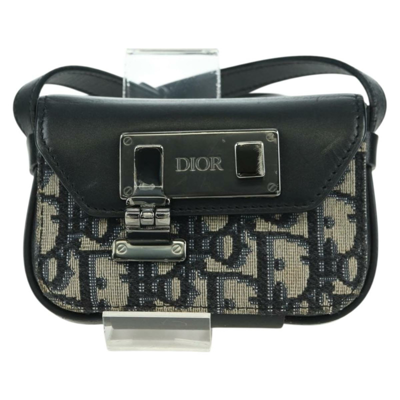 【日本直送】Christian Dior Trotter帆布Dior Lock肩背包，海軍藍/銀色，正品，貨號175822M-12