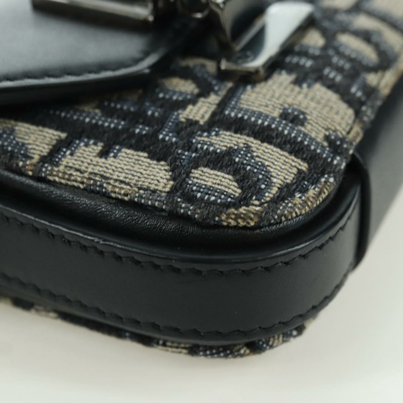 【日本直送】Christian Dior Trotter帆布Dior Lock肩背包，海軍藍/銀色，正品，貨號175822M-14