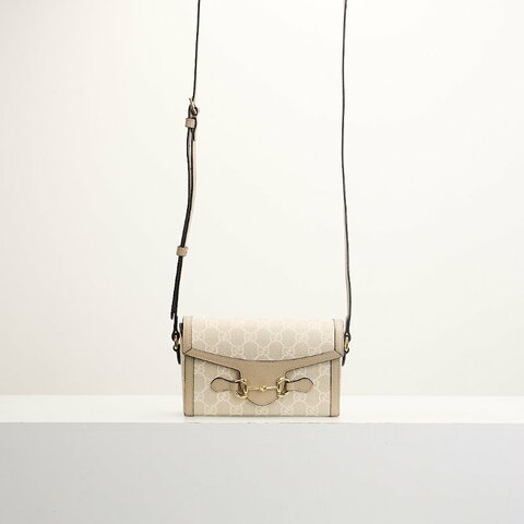 二手Gucci 1955橫版手機包/燕麥色