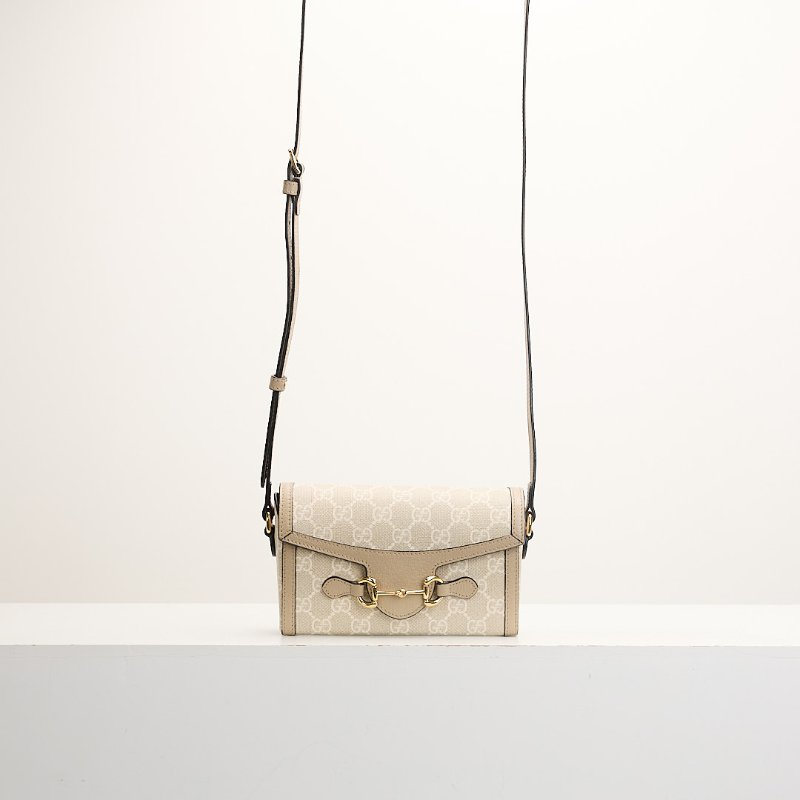 二手Gucci 1955橫版手機包/燕麥色-0