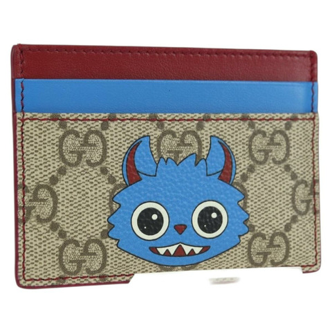 GUCCI GG Supreme Gucci Besties 卡包 PVC 米色 正品 175792SM