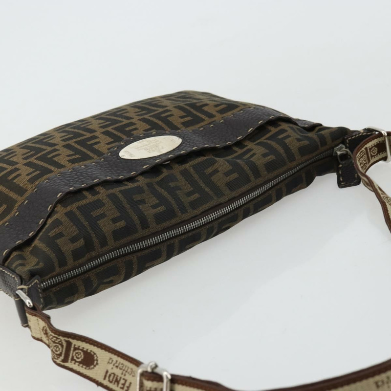 【日本直送】FENDI Zucca帆布Celeria單肩包 黑色棕色 正品 am11350A-5