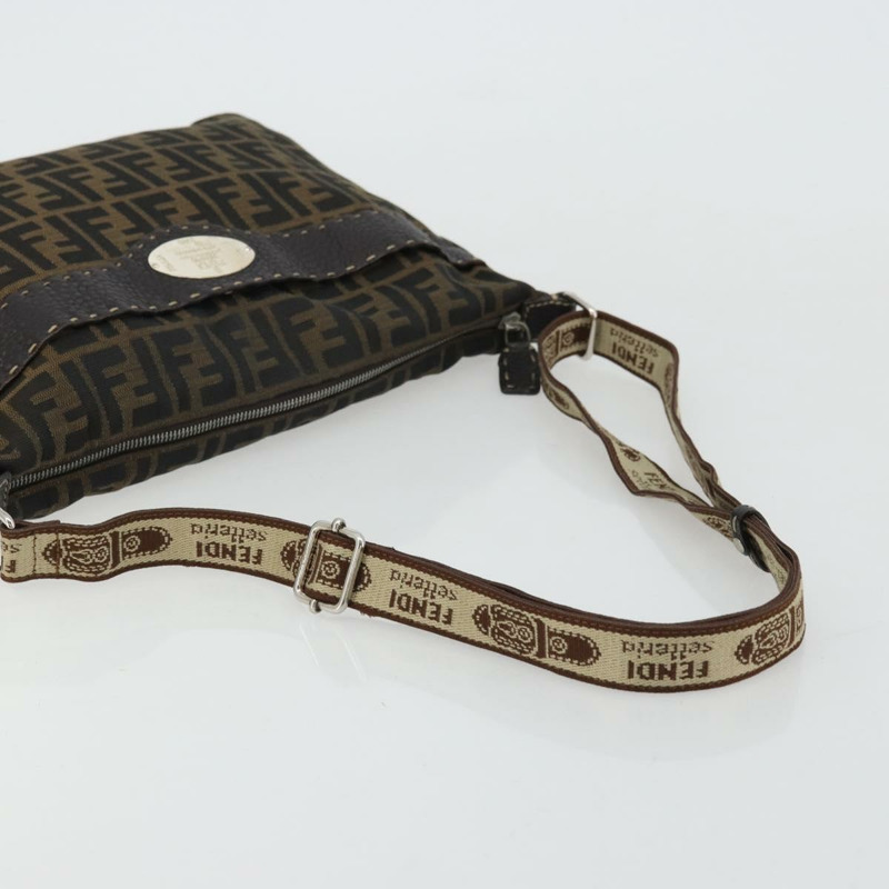 【日本直送】FENDI Zucca帆布Celeria單肩包 黑色棕色 正品 am11350A-6
