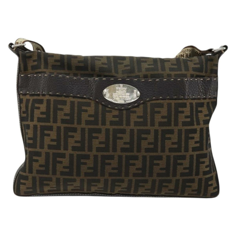 【日本直送】FENDI Zucca帆布Celeria單肩包 黑色棕色 正品 am11350A-12