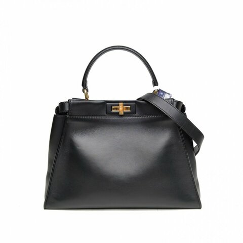 FENDI PEEKABOOREGULAR中號黑色牛皮肩背包