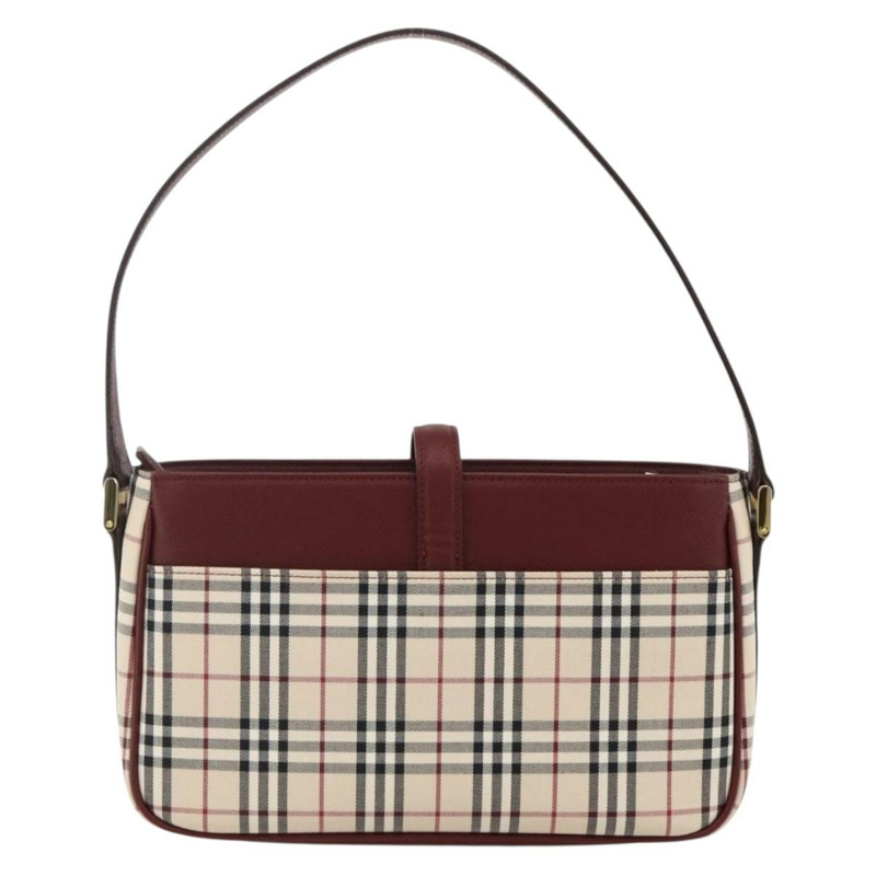 【日本直送】BURBERRY Nova 格紋手提包 帆布 米色 金色 正品 am11357V-1