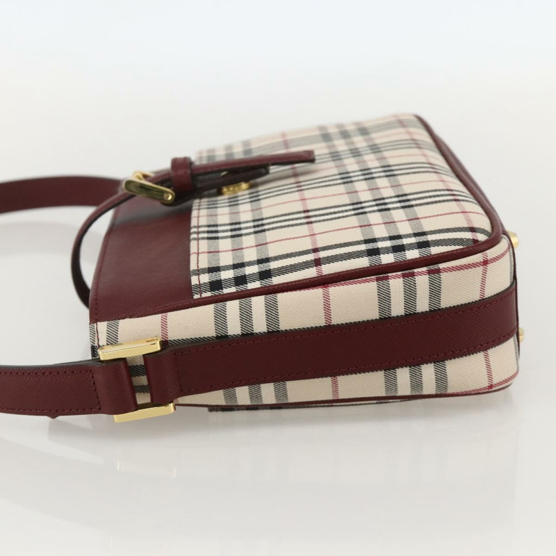 【日本直送】BURBERRY Nova 格紋手提包 帆布 米色 金色 正品 am11357V-2