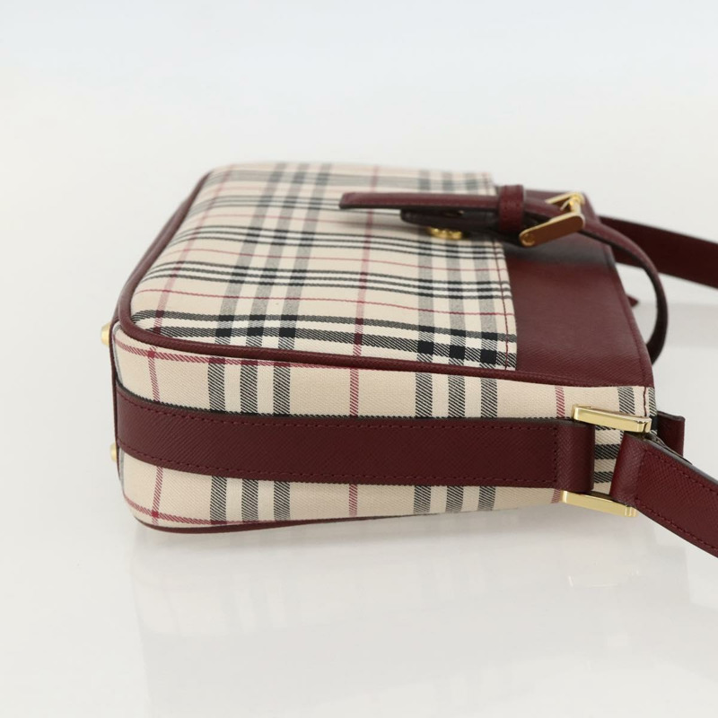 【日本直送】BURBERRY Nova 格紋手提包 帆布 米色 金色 正品 am11357V-3