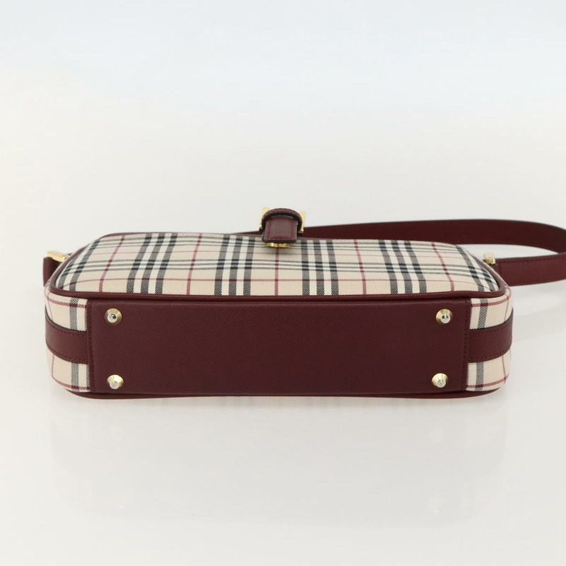 【日本直送】BURBERRY Nova 格紋手提包 帆布 米色 金色 正品 am11357V-4