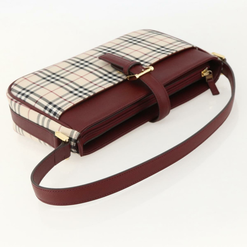 【日本直送】BURBERRY Nova 格紋手提包 帆布 米色 金色 正品 am11357V-7