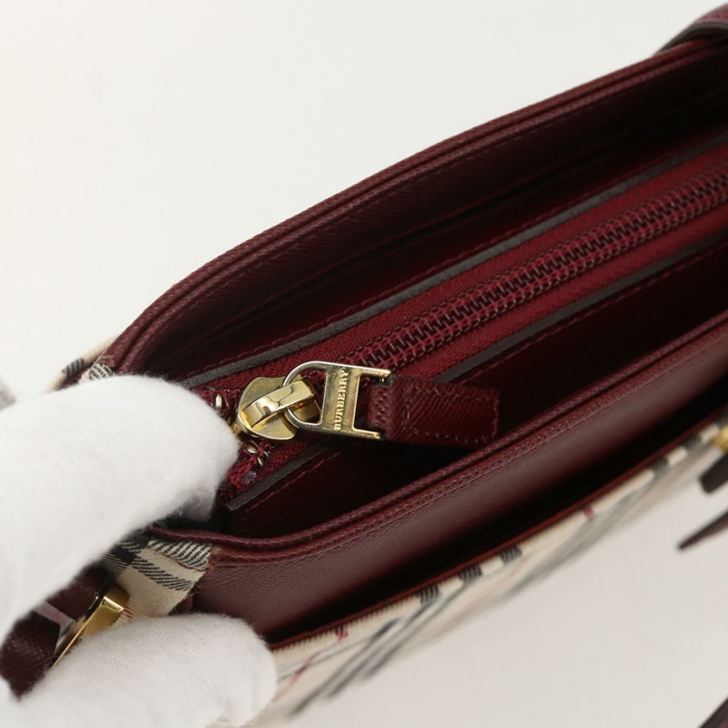 【日本直送】BURBERRY Nova 格紋手提包 帆布 米色 金色 正品 am11357V-9
