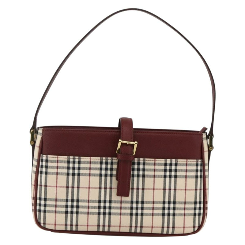 【日本直送】BURBERRY Nova 格紋手提包 帆布 米色 金色 正品 am11357V-12