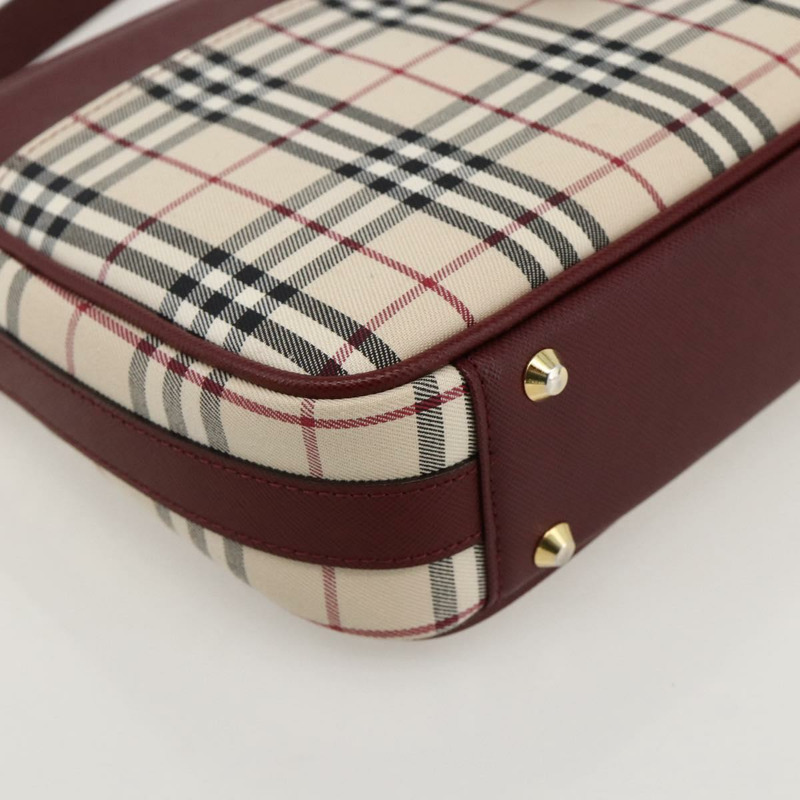 【日本直送】BURBERRY Nova 格紋手提包 帆布 米色 金色 正品 am11357V-14
