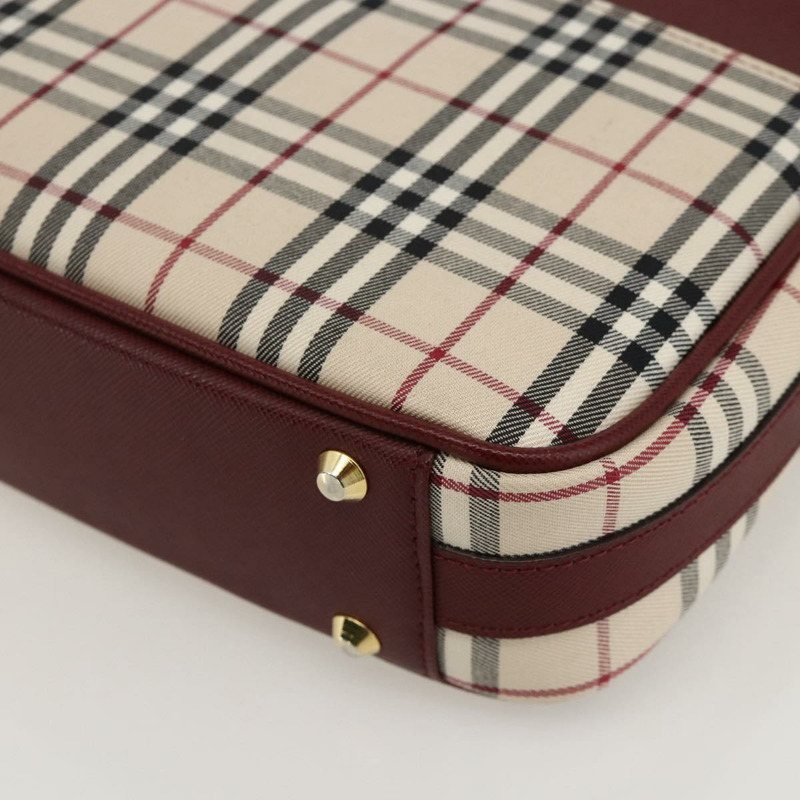 【日本直送】BURBERRY Nova 格紋手提包 帆布 米色 金色 正品 am11357V-15