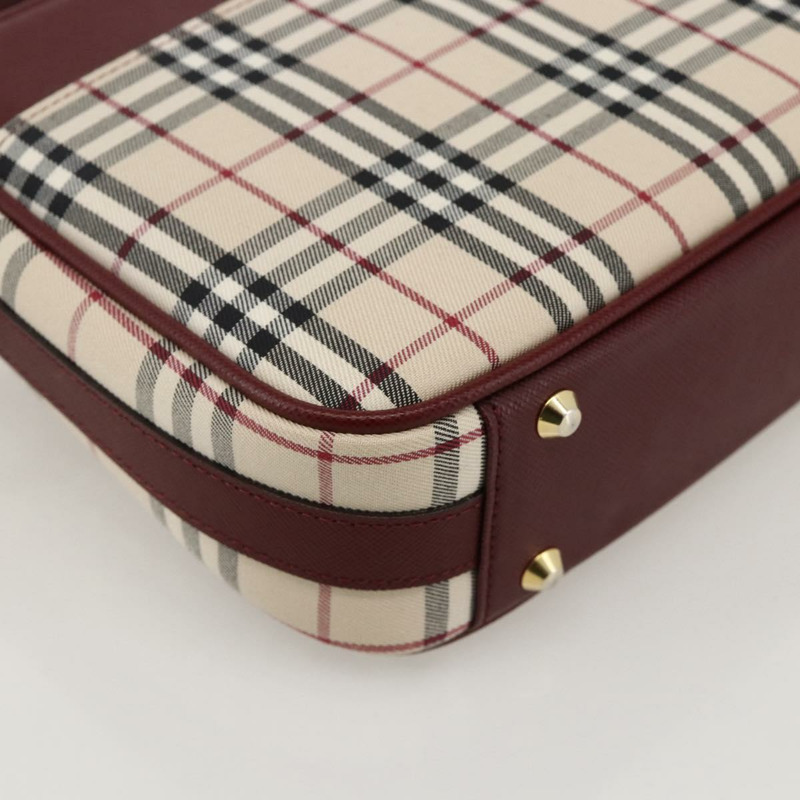 【日本直送】BURBERRY Nova 格紋手提包 帆布 米色 金色 正品 am11357V-16