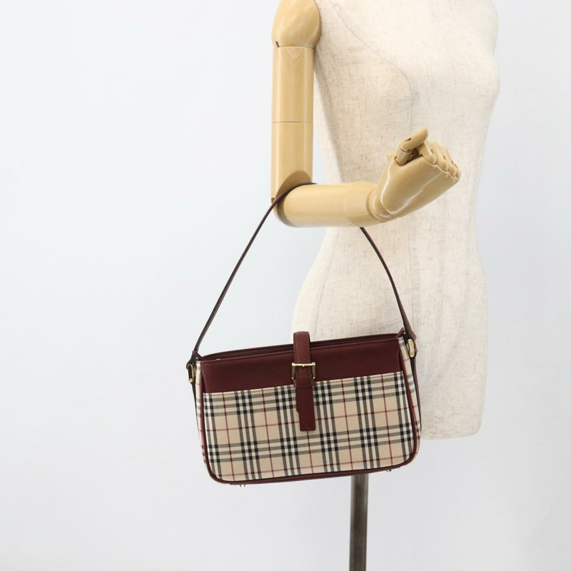 【日本直送】BURBERRY Nova 格紋手提包 帆布 米色 金色 正品 am11357V-24