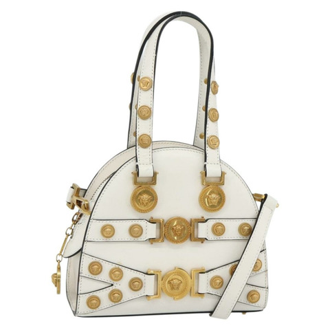 范思哲 (VERSACE) 手提包 皮革 兩用 白色 金色 正品 yk20316A