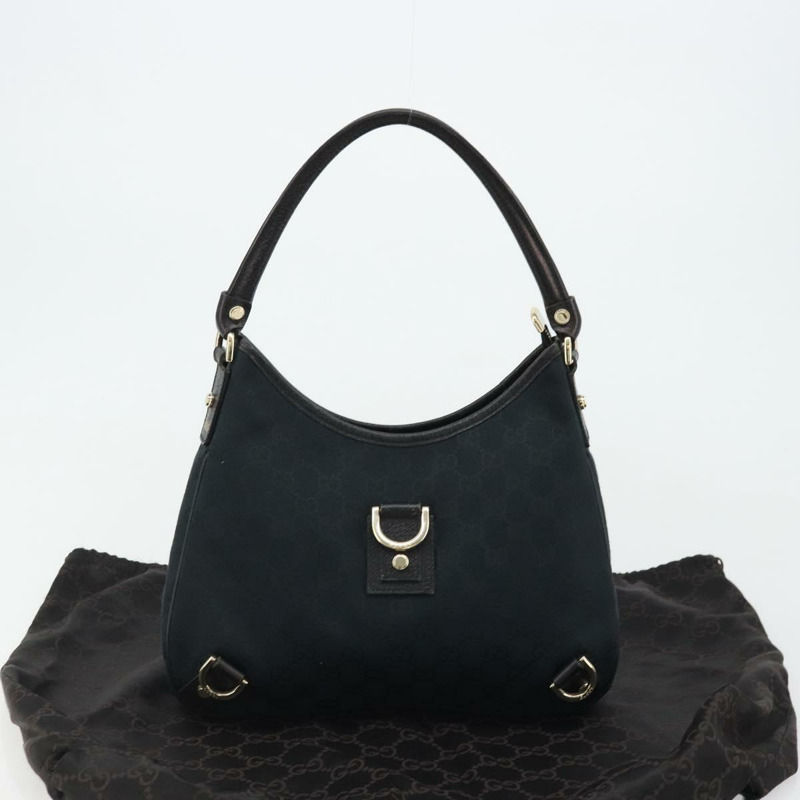 【日本直送】GUCCI Abbey GG帆布單肩包 黑色 金色 130738 正品 yk20293SAV-11