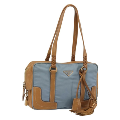 PRADA 尼龍藍金肩包 正品 yk20298A