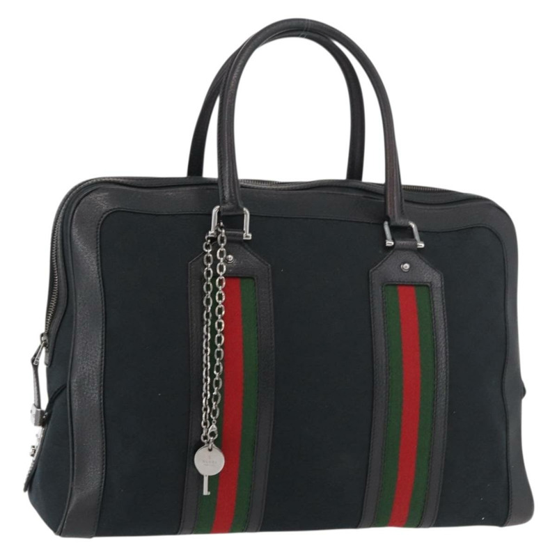 【日本直送】GUCCI GG帆布織帶雪莉系列手提包 黑色 銀色 紅色 145997 正品 ka3881A-0