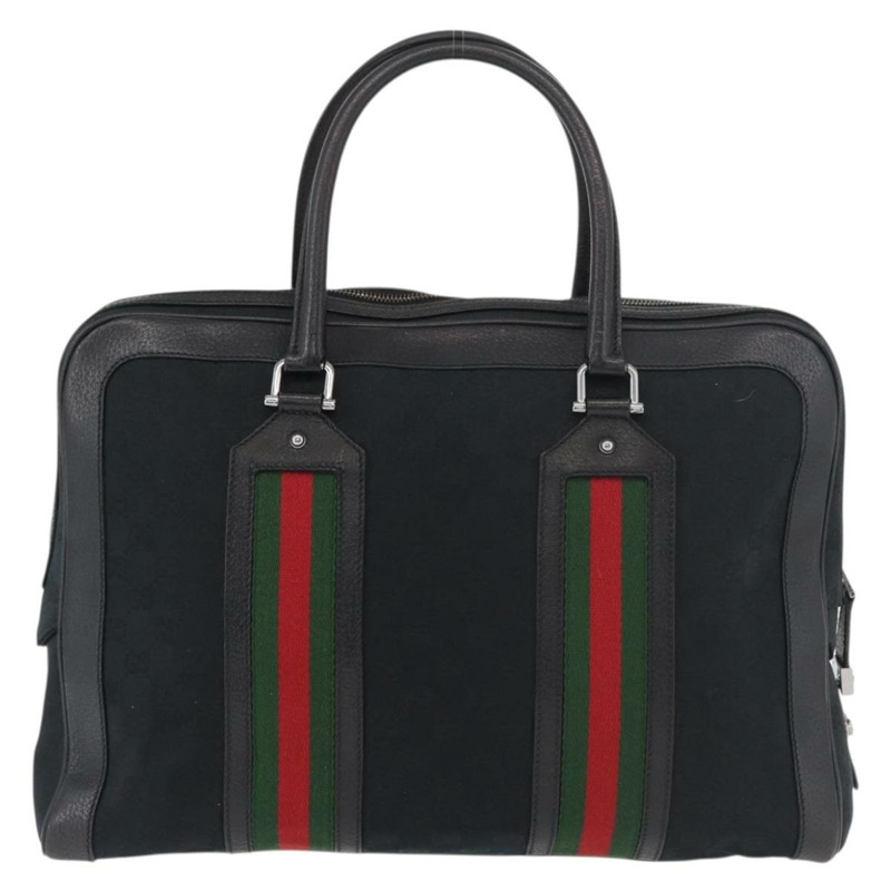【日本直送】GUCCI GG帆布織帶雪莉系列手提包 黑色 銀色 紅色 145997 正品 ka3881A-1