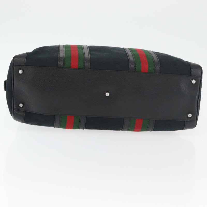 【日本直送】GUCCI GG帆布織帶雪莉系列手提包 黑色 銀色 紅色 145997 正品 ka3881A-4