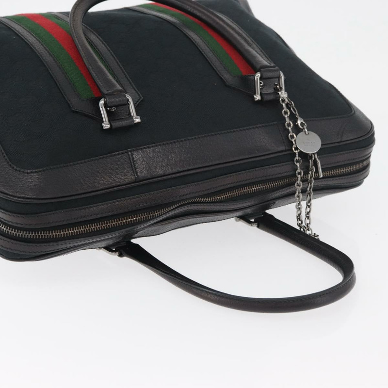 【日本直送】GUCCI GG帆布織帶雪莉系列手提包 黑色 銀色 紅色 145997 正品 ka3881A-5