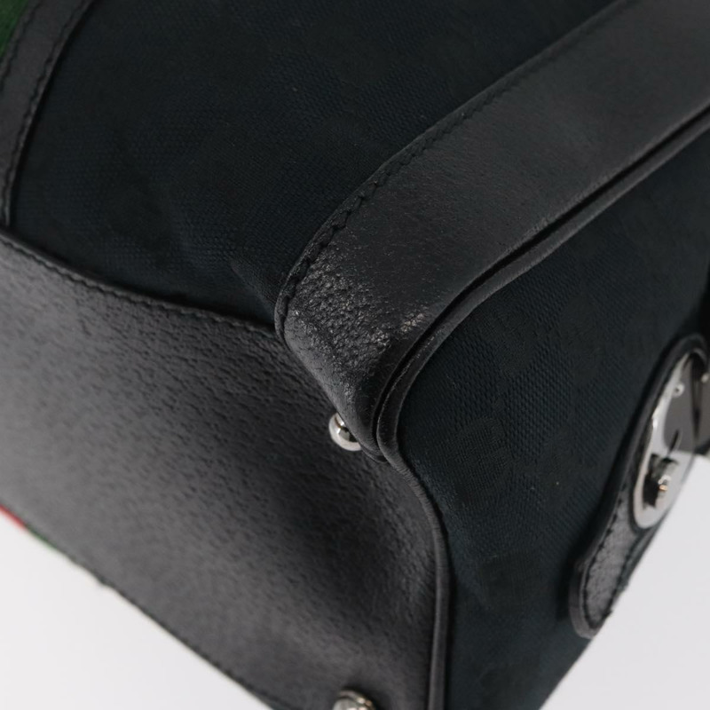 【日本直送】GUCCI GG帆布織帶雪莉系列手提包 黑色 銀色 紅色 145997 正品 ka3881A-7