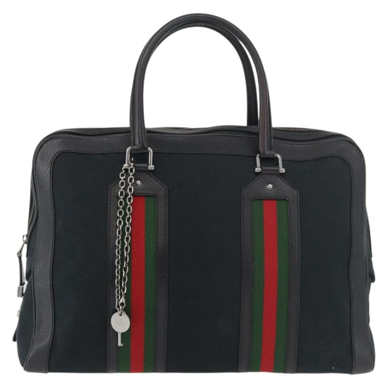 【日本直送】GUCCI GG帆布織帶雪莉系列手提包 黑色 銀色 紅色 145997 正品 ka3881A-12