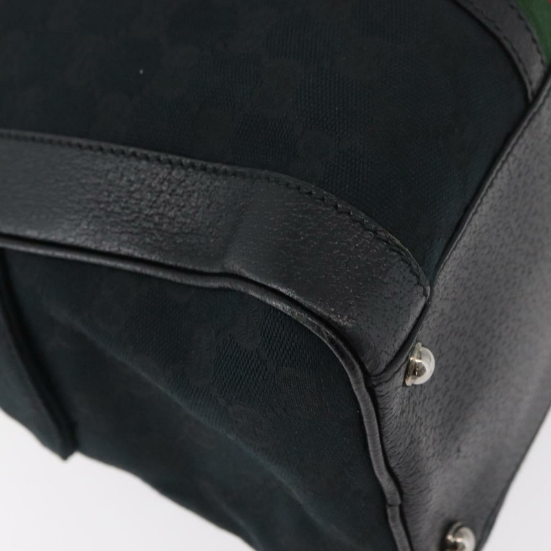 【日本直送】GUCCI GG帆布織帶雪莉系列手提包 黑色 銀色 紅色 145997 正品 ka3881A-16