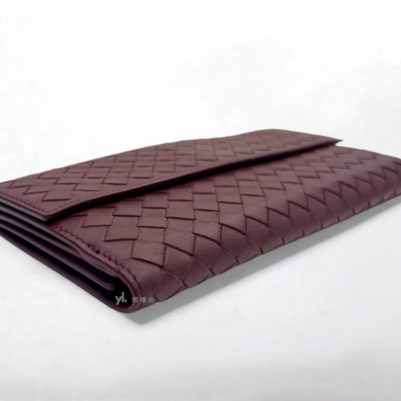 S5187-BV長夾 酒紅編織兩折長夾-6