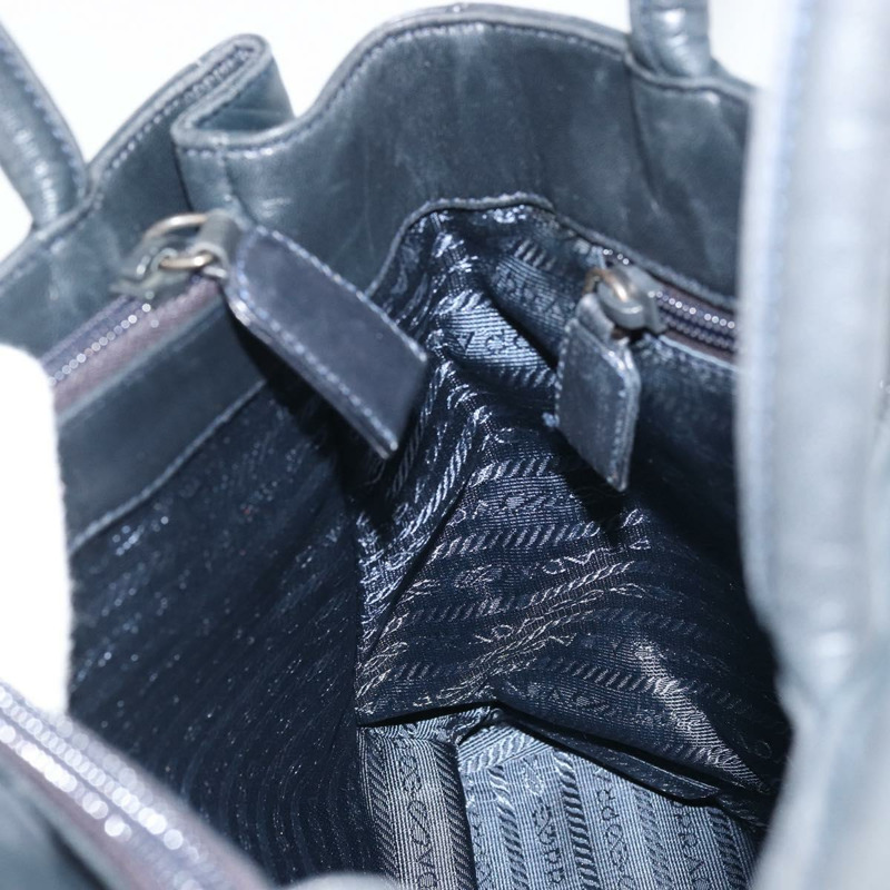 【日本直送】PRADA 手提包 皮革 海軍藍 銀色 正品 yk20275A-19