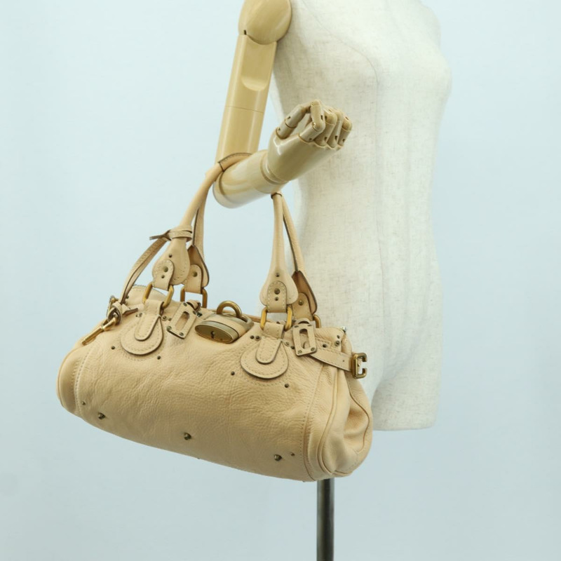 【日本直送】Chloe Paddington 手提包 皮革 米色 金色銀色 正品 am11351SAV-25