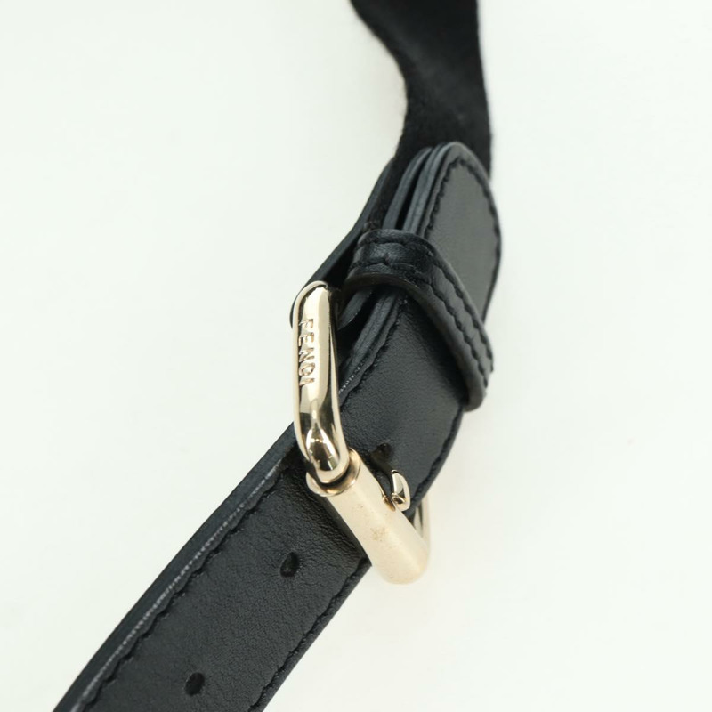 【日本直送】FENDI Zucchino帆布Mamma Baguette腰包 黑色金色 Auth am11355V-7