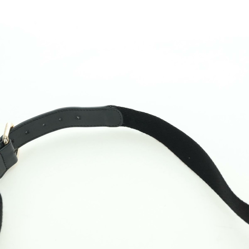 【日本直送】FENDI Zucchino帆布Mamma Baguette腰包 黑色金色 Auth am11355V-13