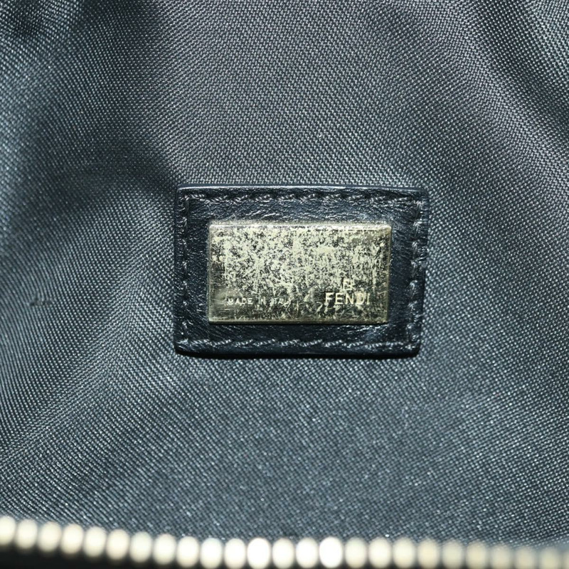 【日本直送】FENDI Zucchino帆布Mamma Baguette腰包 黑色金色 Auth am11355V-19