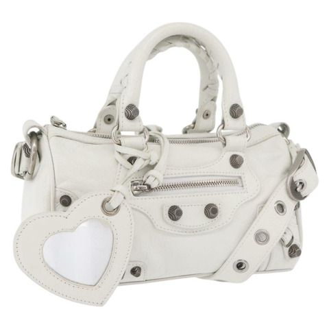 BALENCIAGA Lucagol XS 迷你旅行包 皮革 兩用 白色 743356 正品 ka3870SAV